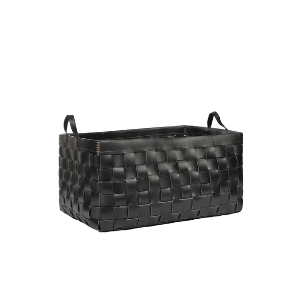 Cesta Figaro Leather Strap Large Basket Nero