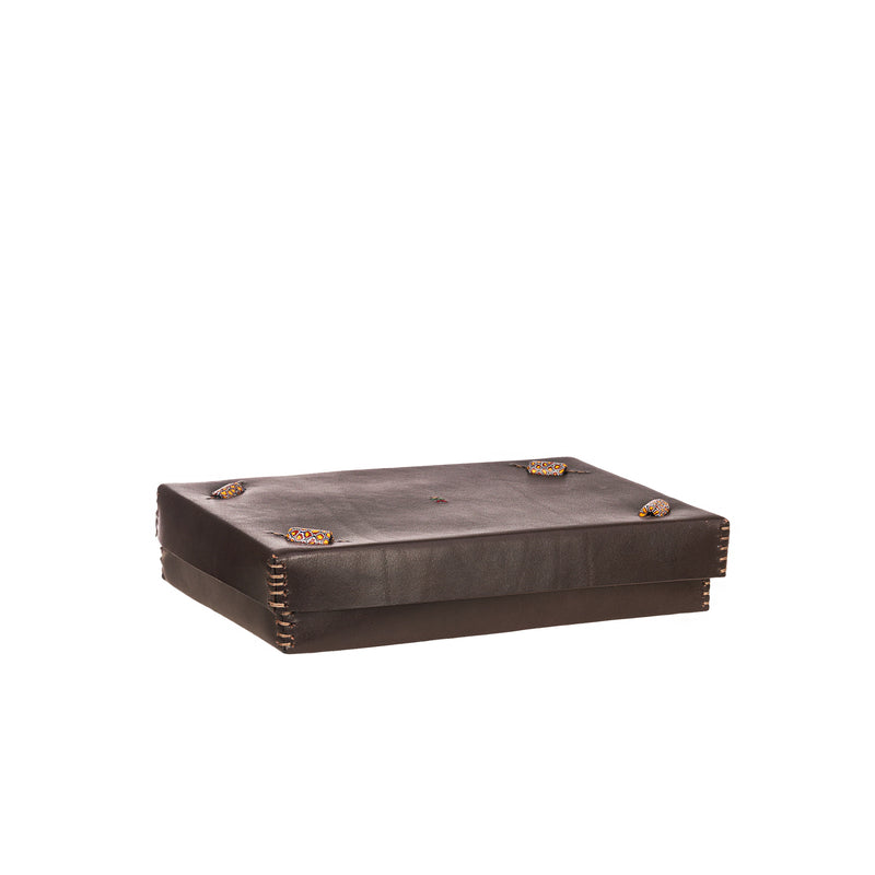 Rectangular Cuoio Leather Box Dado Murrine Ebony