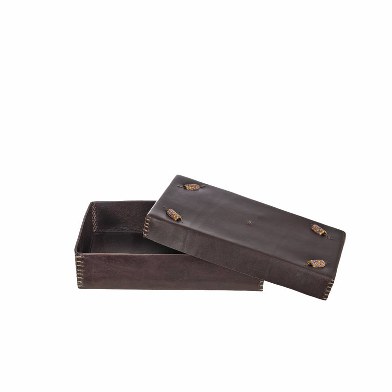 Rectangular Cuoio Leather Box Dado Murrine Ebony