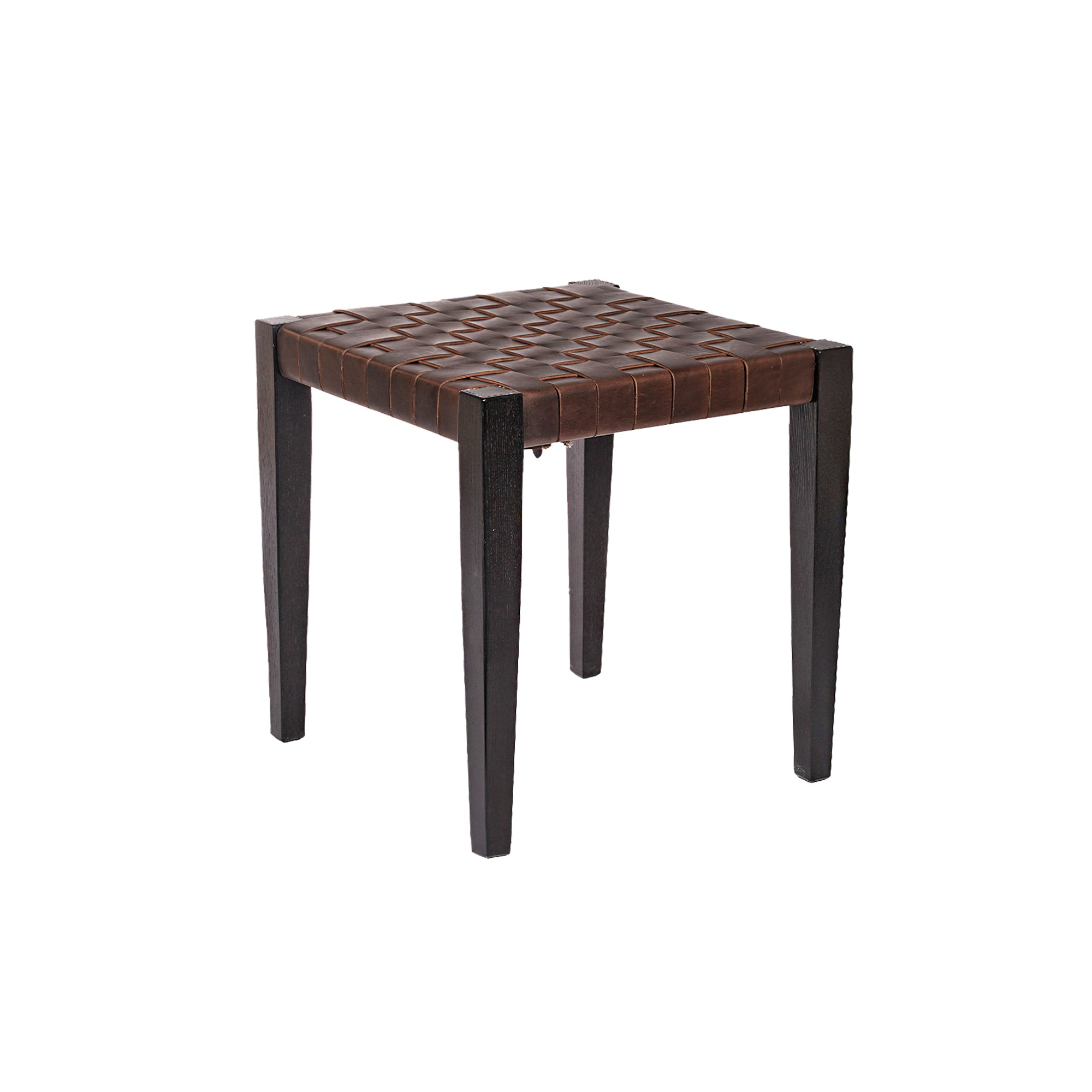 Square Stool Leather Ebony