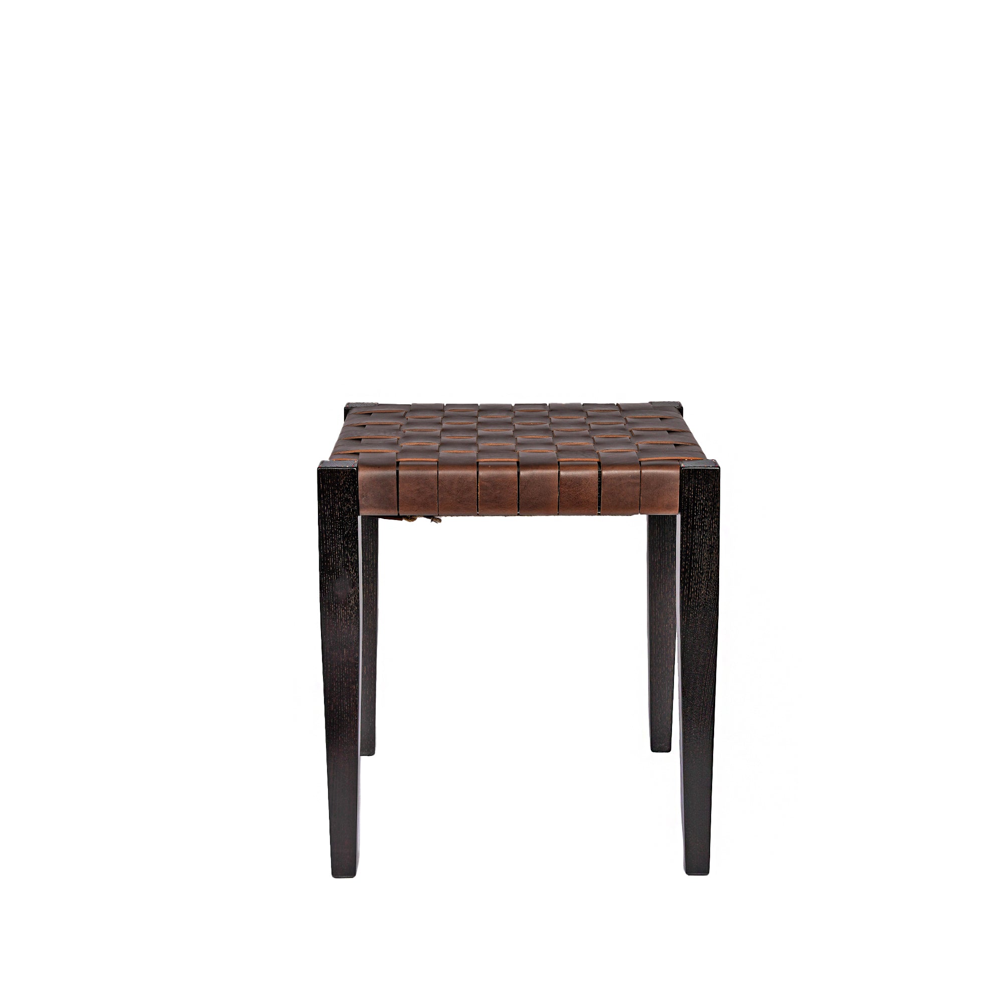 Square Stool Leather Ebony