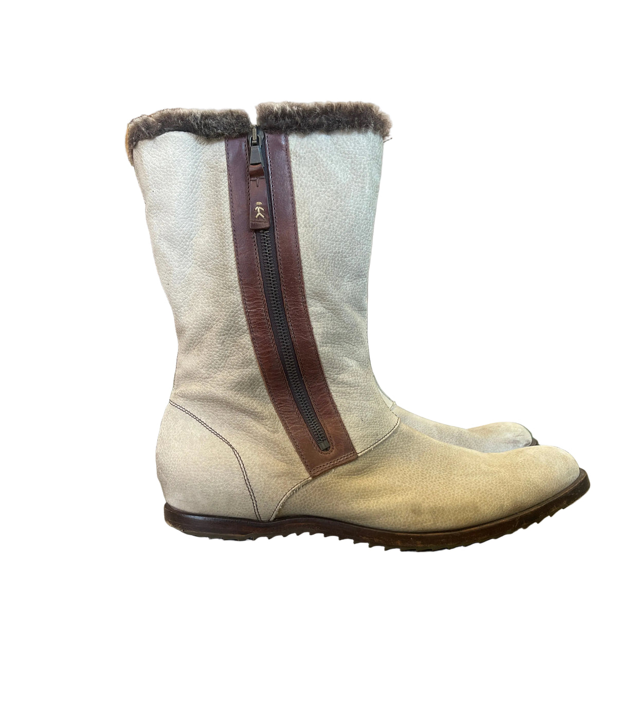 Rare Vintage Henry Beguelin Shearling-Trim Leather Boots