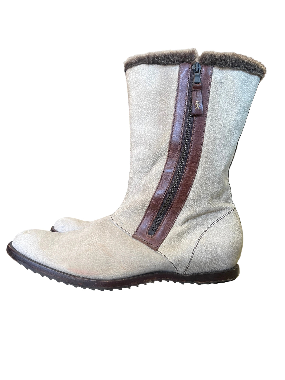 Rare Vintage Henry Beguelin Shearling-Trim Leather Boots