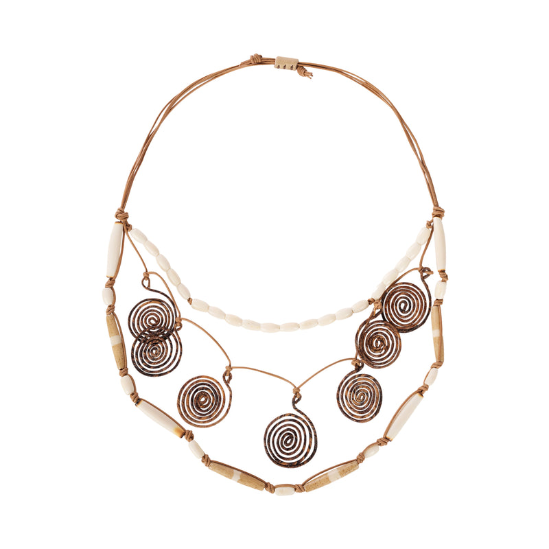 Necklace Namibia Leather Beige