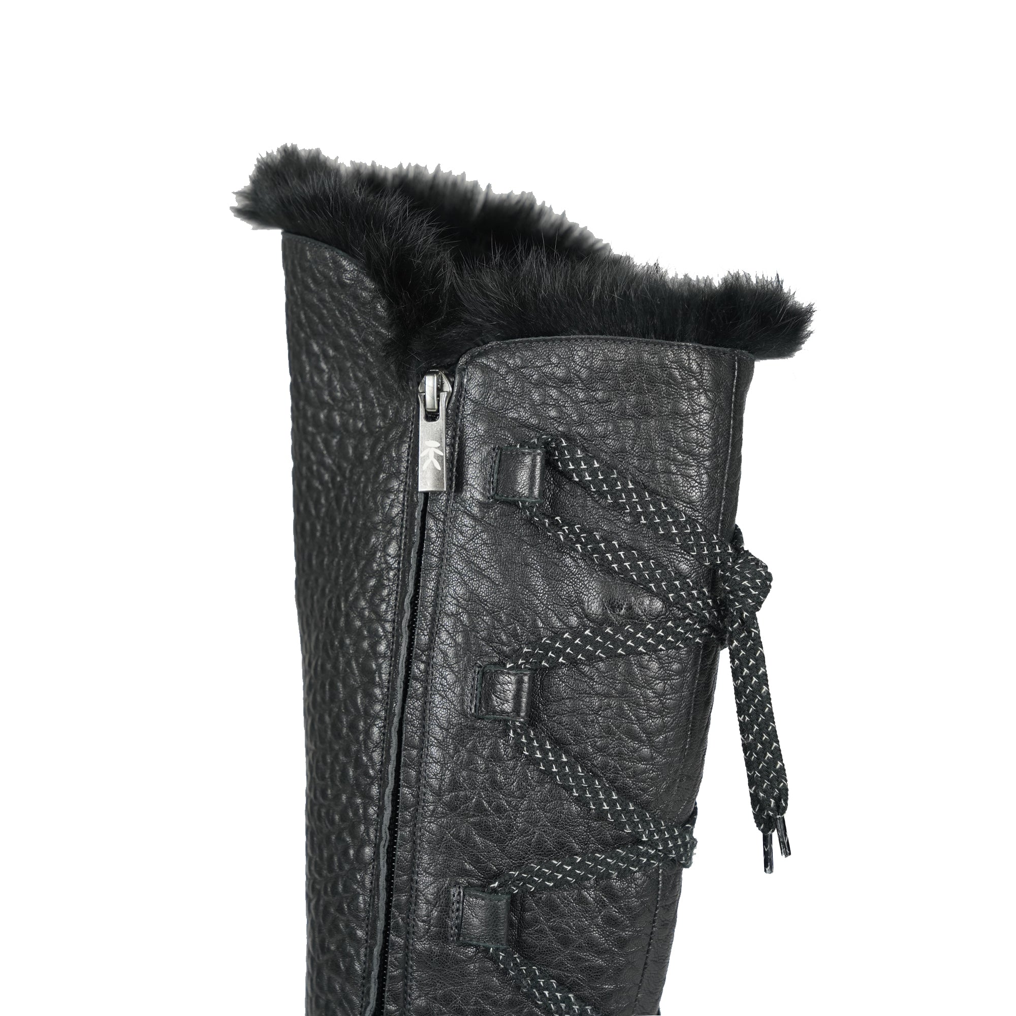 Stivale Al Ginocchio In Pelle Shearling Nero