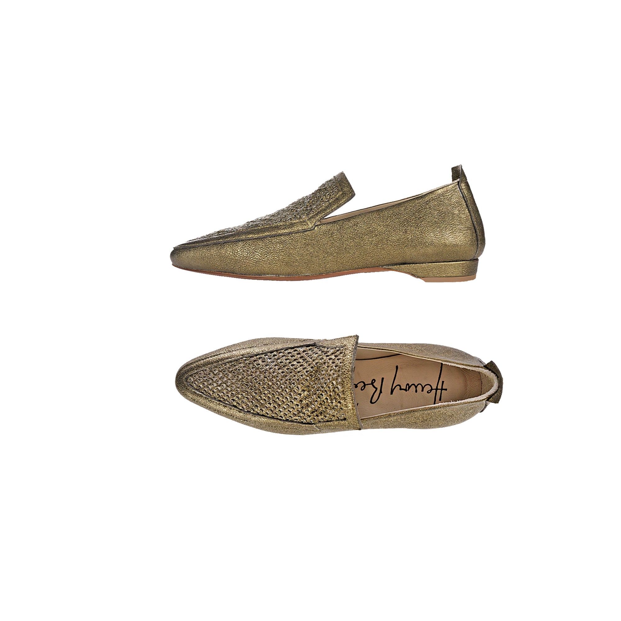 Pointed Slipper Mesh Lamè Bronze