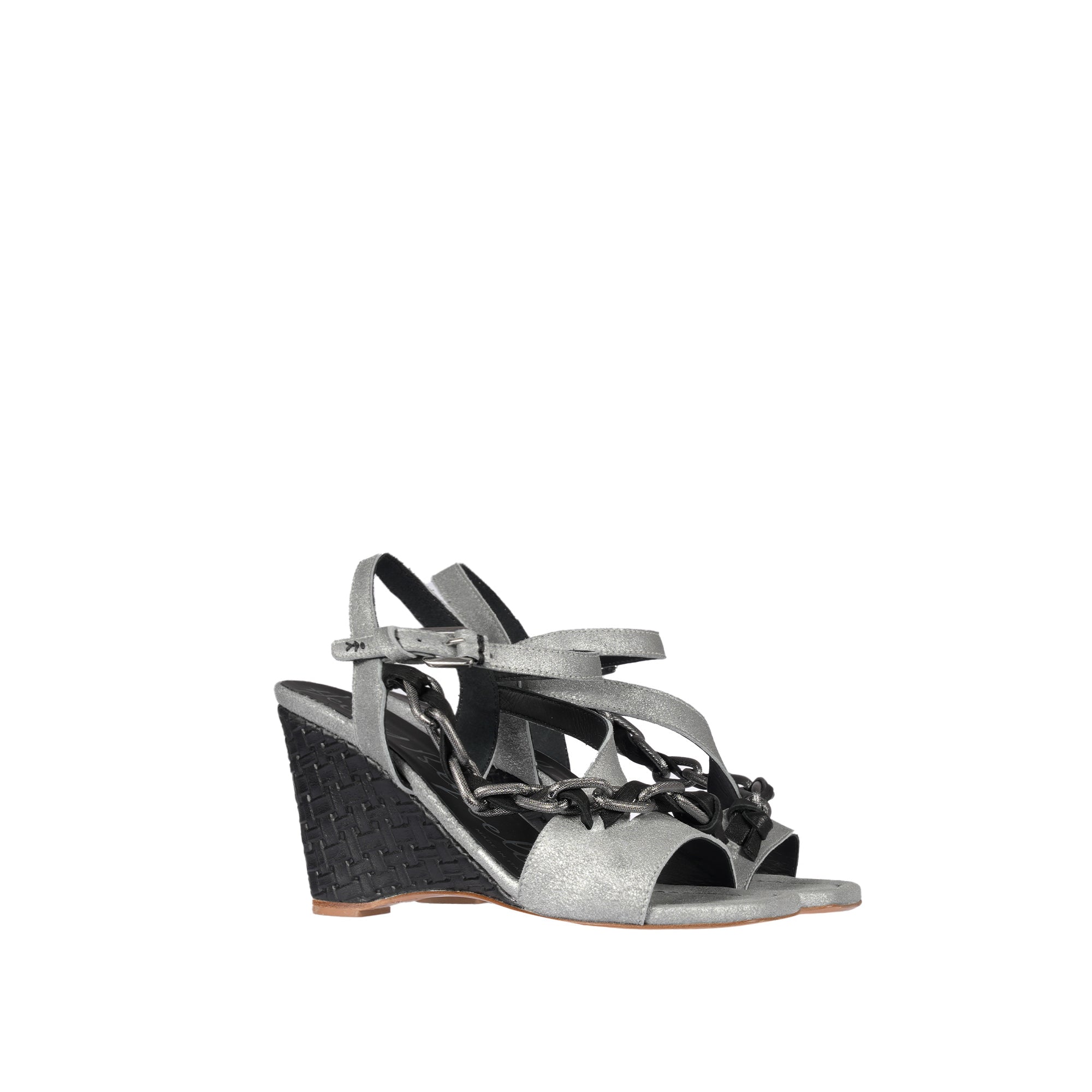 Wedge Jewel Sandal Graffiato Silver