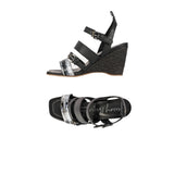 Wedge Sandal with Crocodile Martellato Black