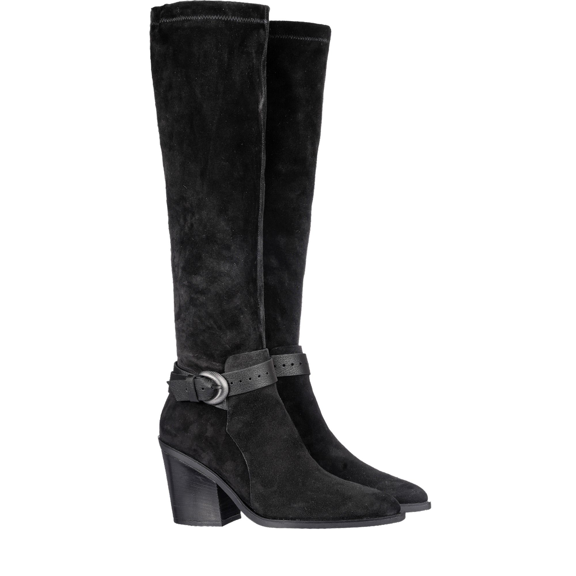 Knee Boot Stretch Chamois Black