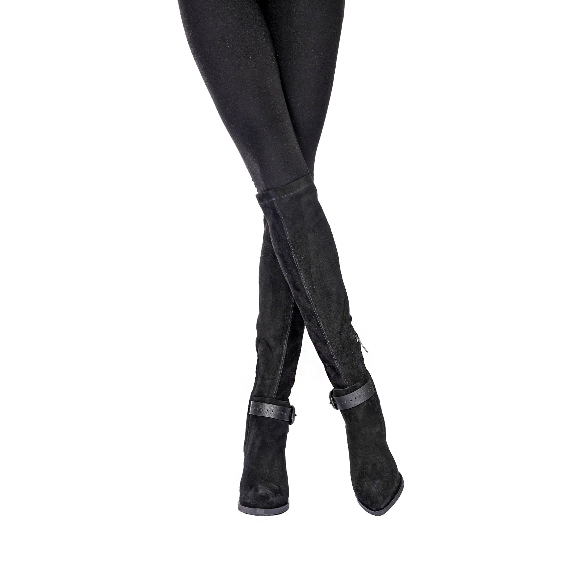 Knee Boot Stretch Chamois Black