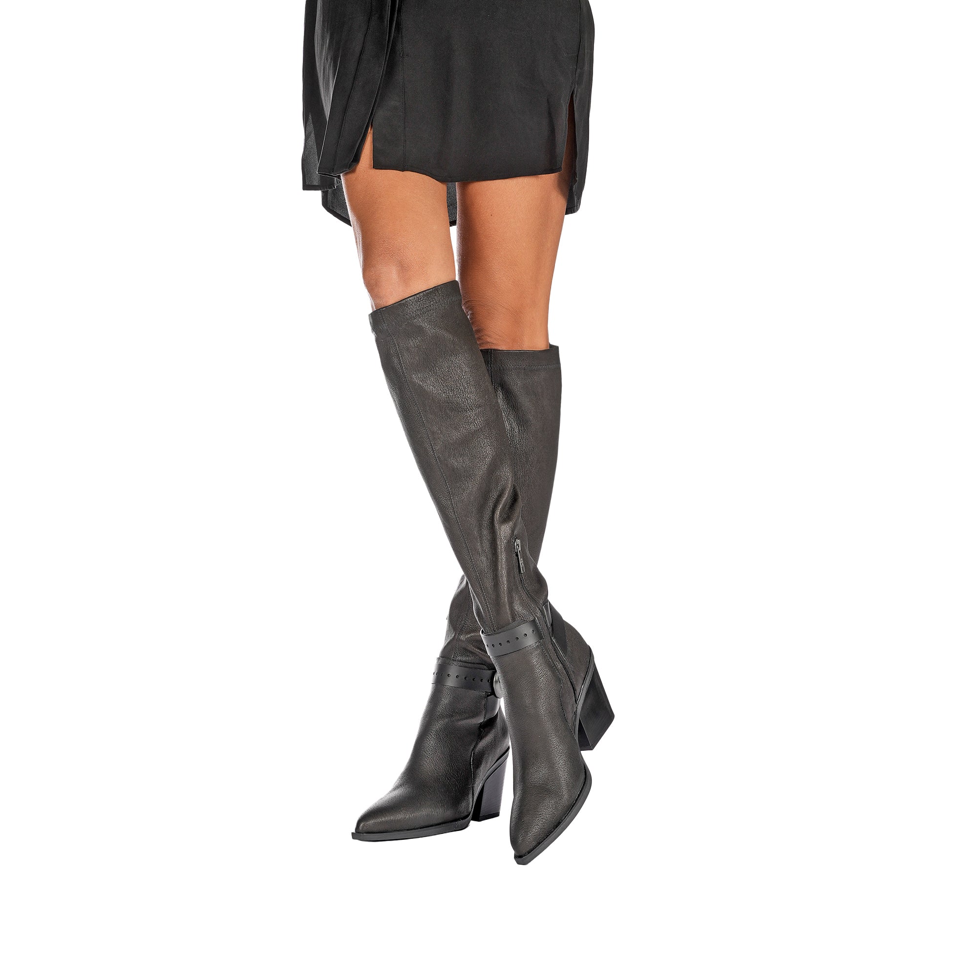 Knee Boot Stretch Nappa Black