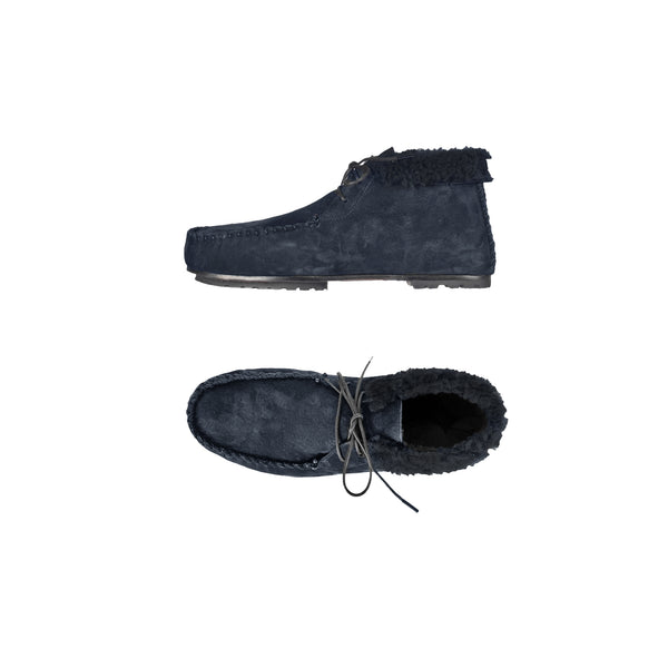 Lace-Up Shearling High Loafer Dark Blue