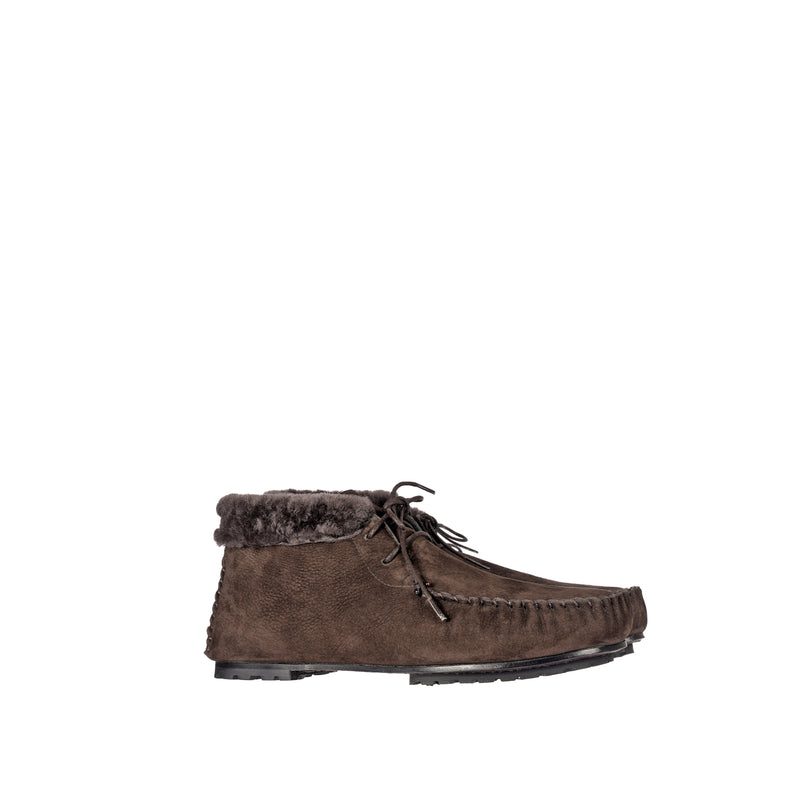 Lace-Up Shearling High Loafer Dark Brown