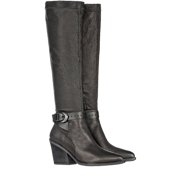 Knee Boot Stretch Nappa Black