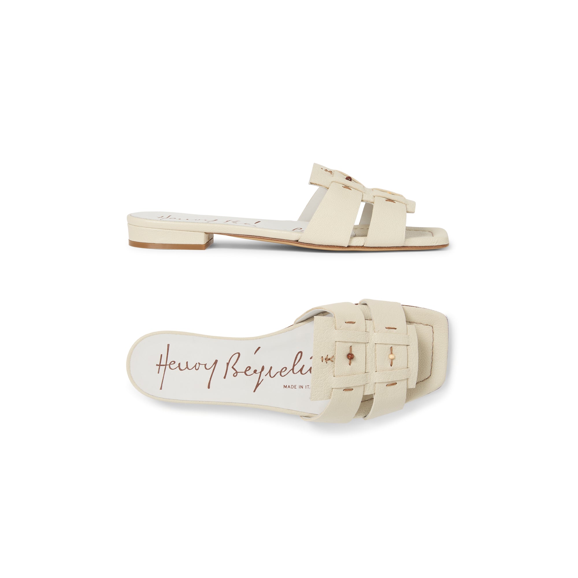 Flat Leather Slide Martellato