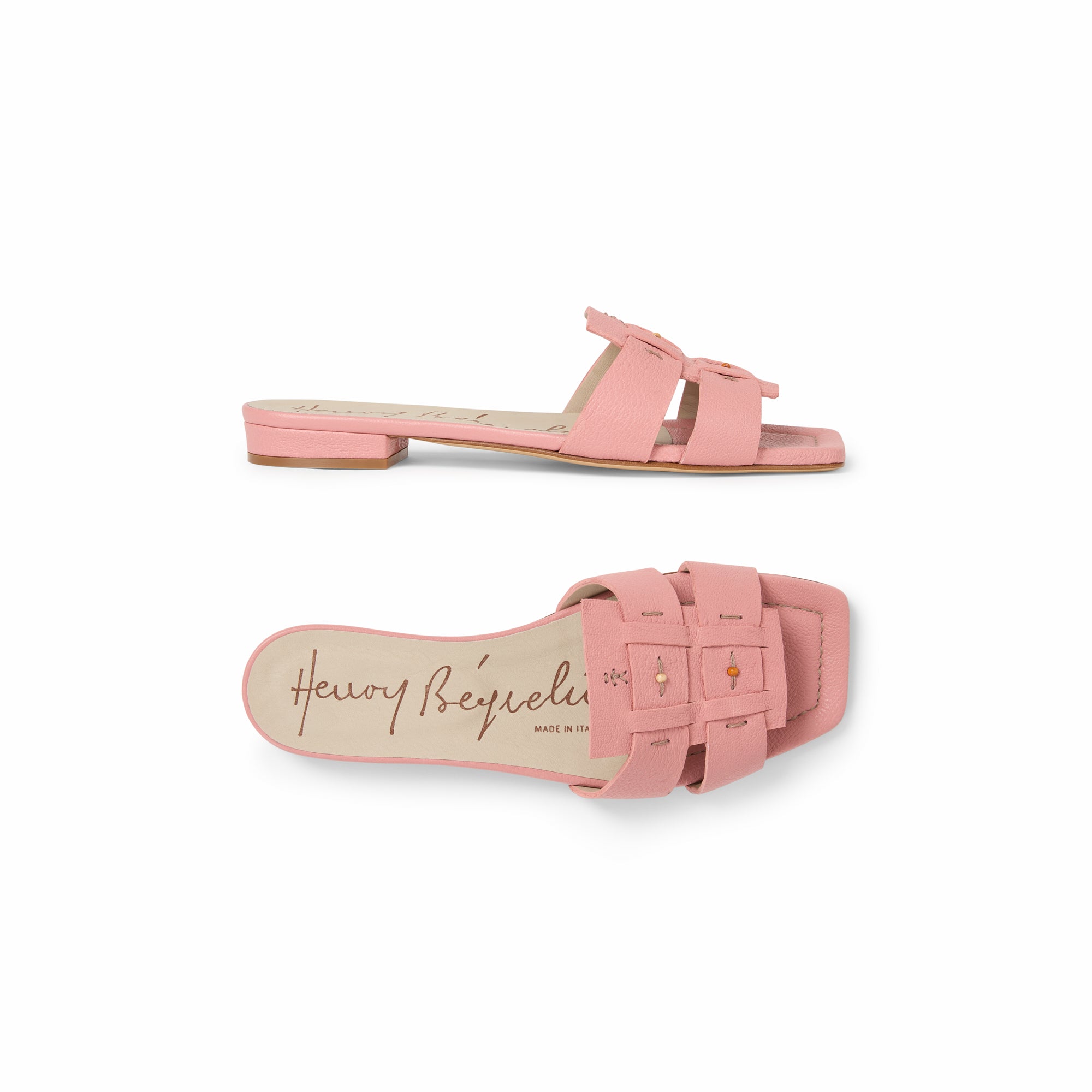 Flat Leather Slide Martellato