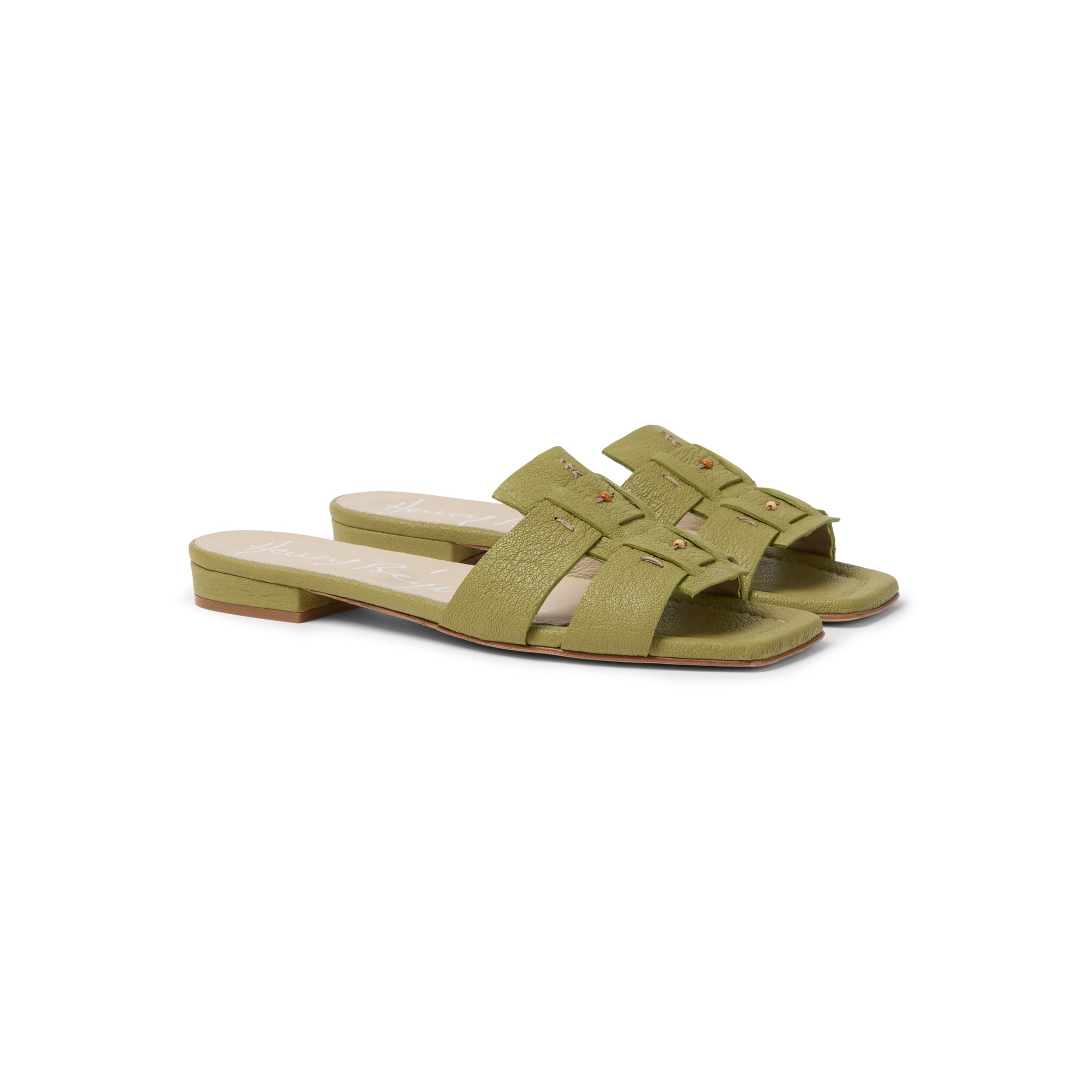 Flat Leather Slide Martellato