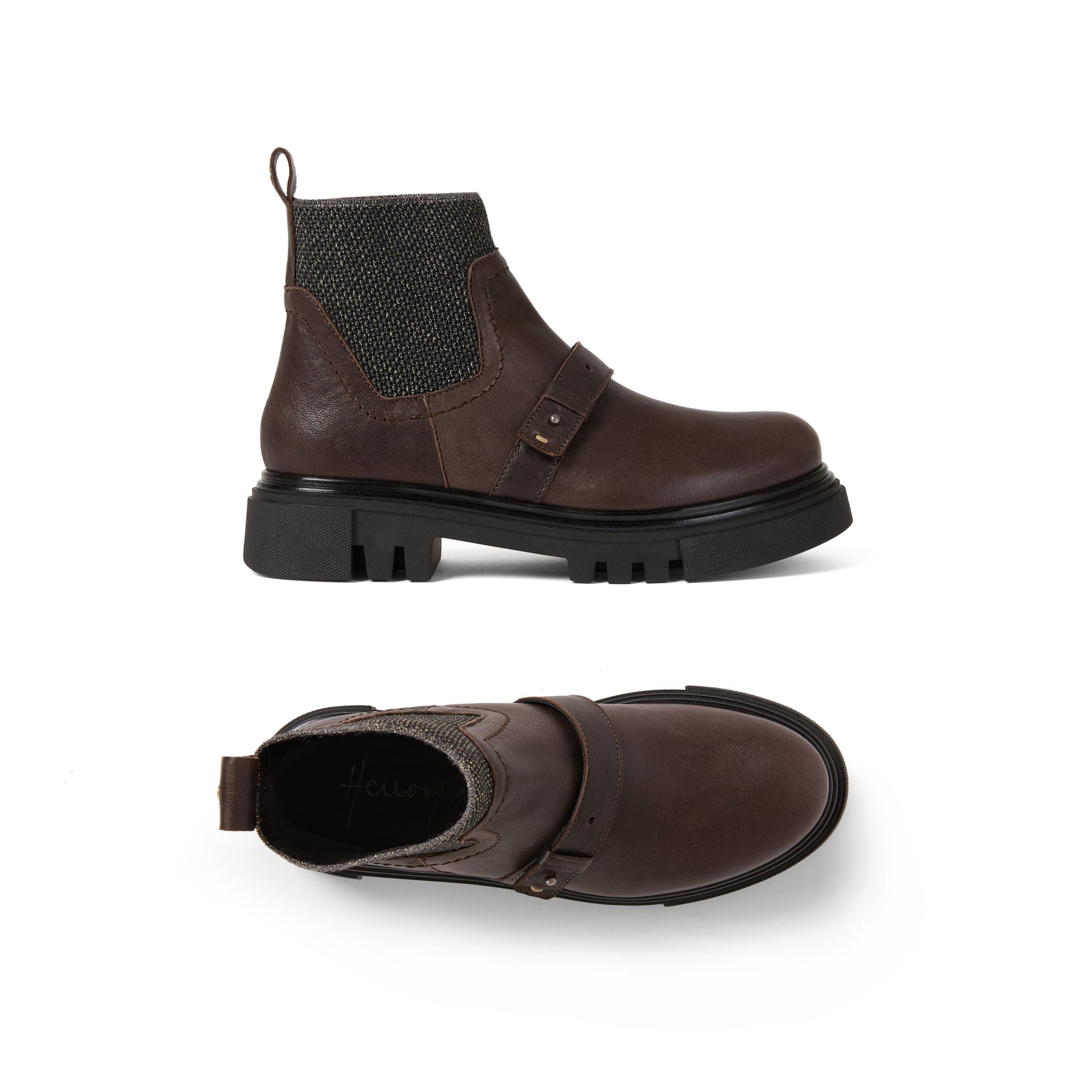Buckled Ankle Boot in Old Iron