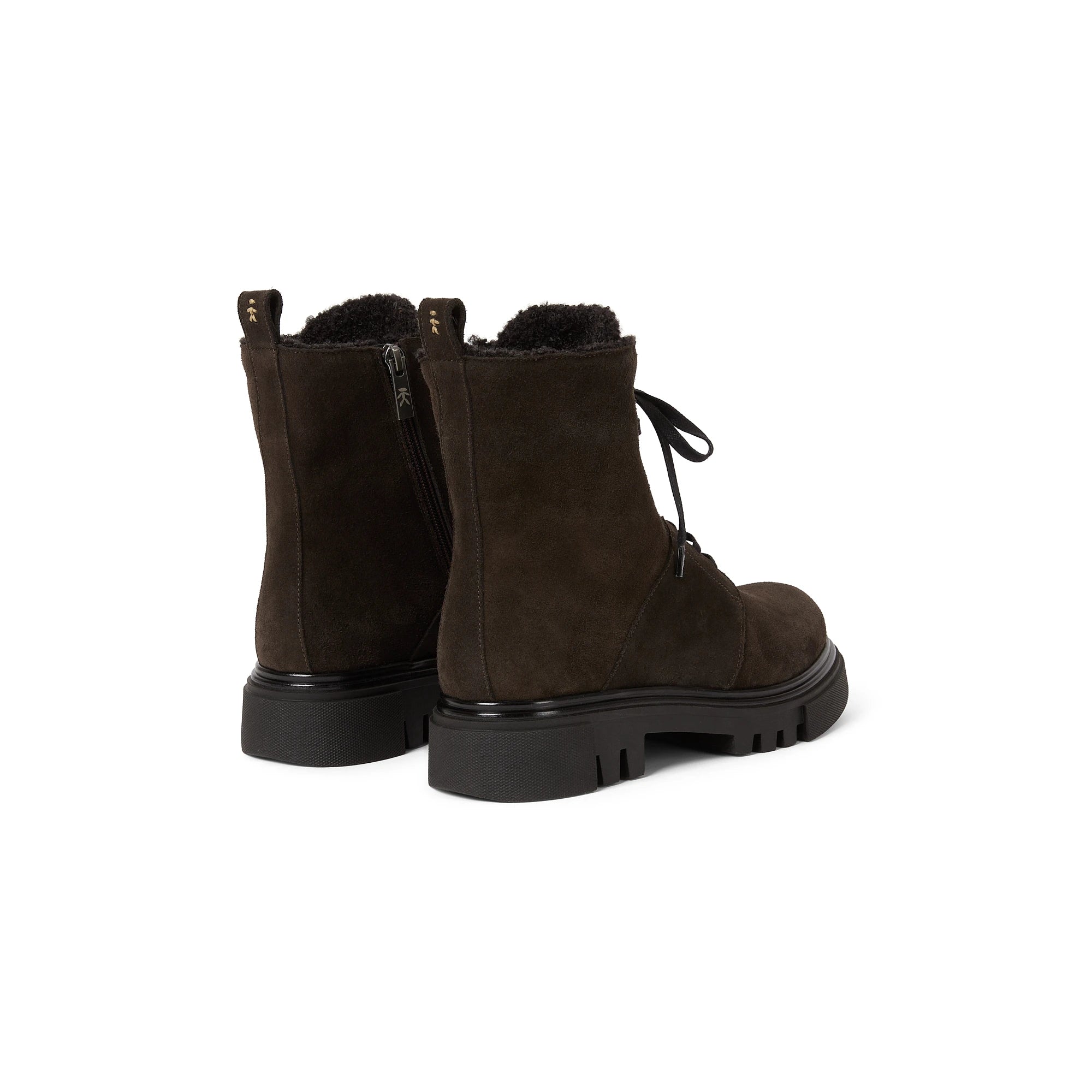 Suede Combat Boot with Wool Lining