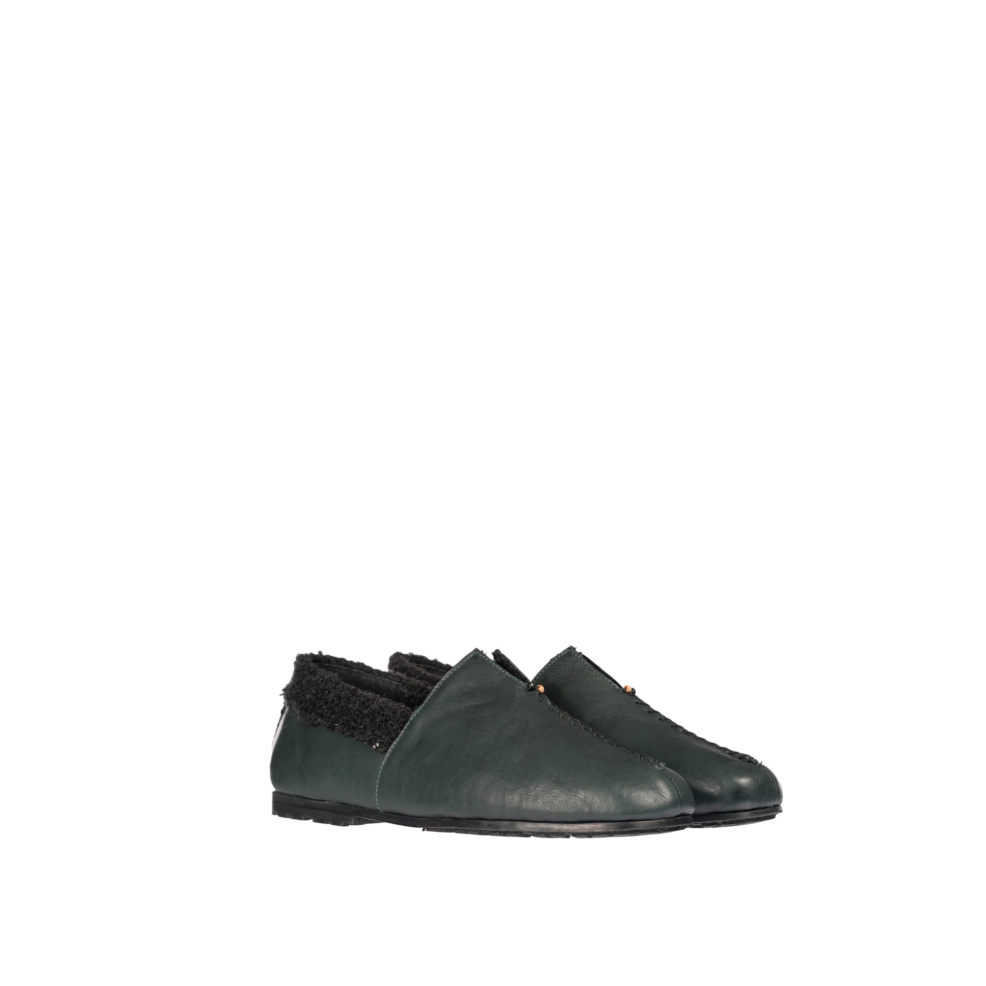 Pantofola in pelle Norton con fodera in Lana