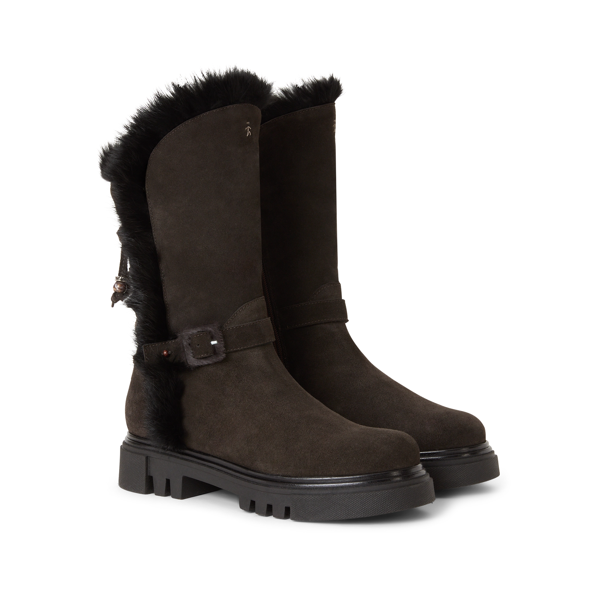 Suede Fur Lace-Up Boot