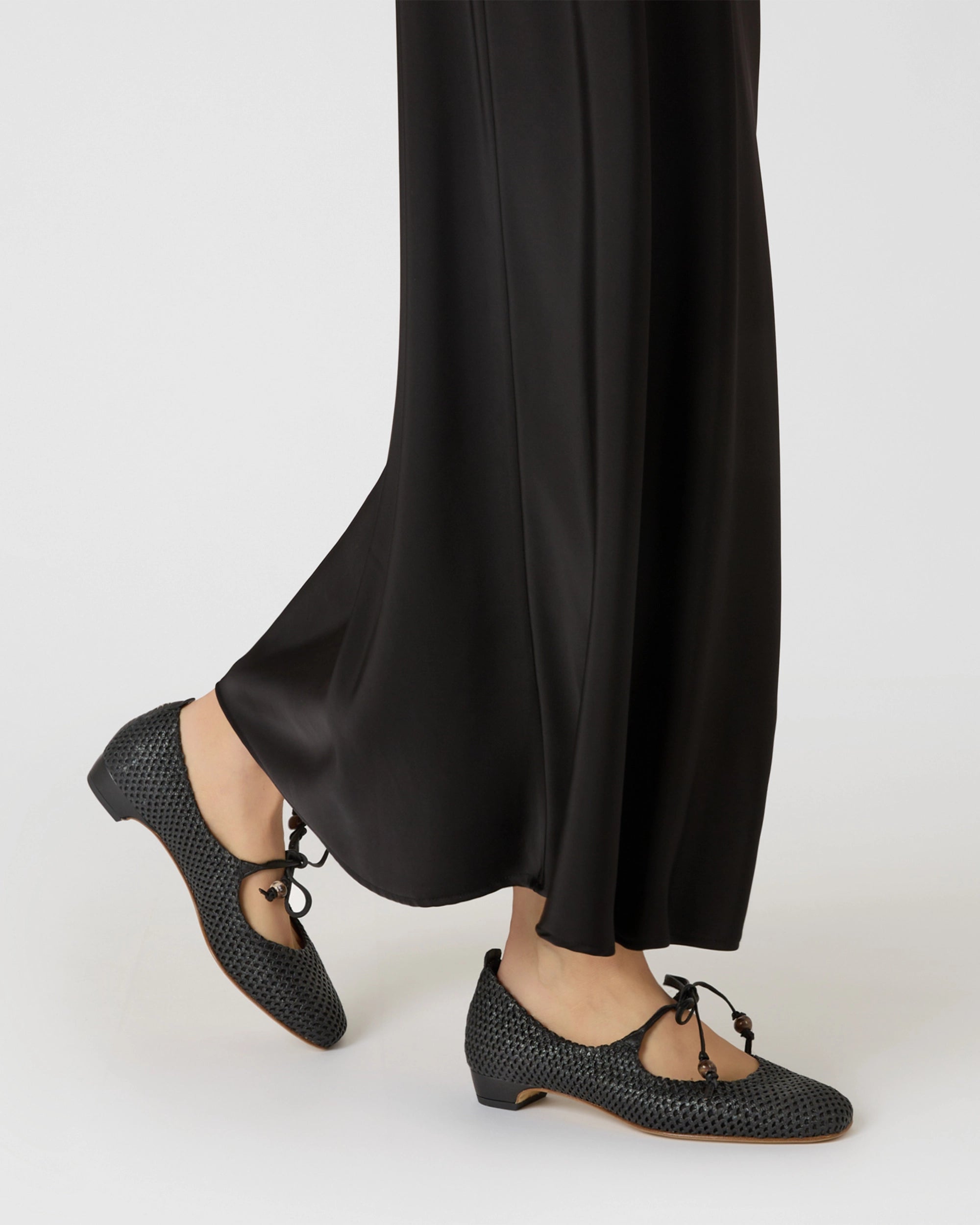 Lace-Up Leather Ballet Flat