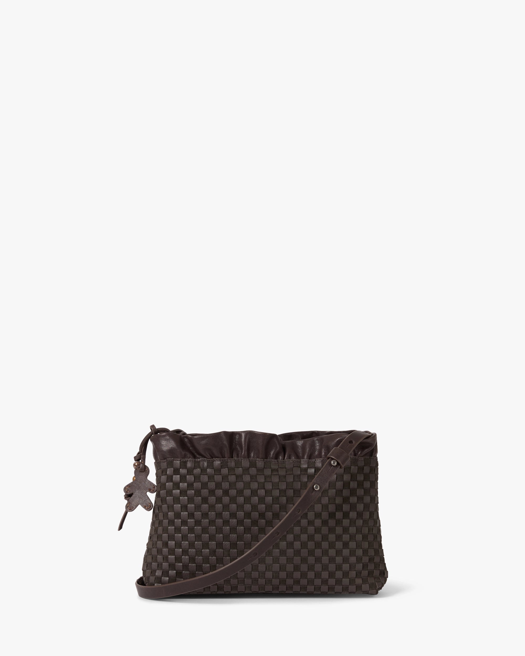 Ruched Zip Clutch Intreccio Scacchiera