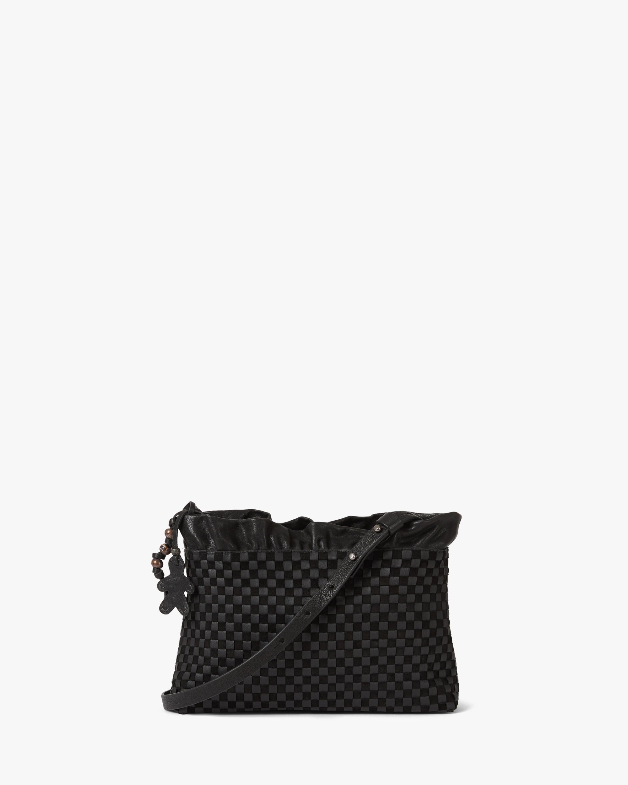 Ruched Zip Clutch Intreccio Scacchiera