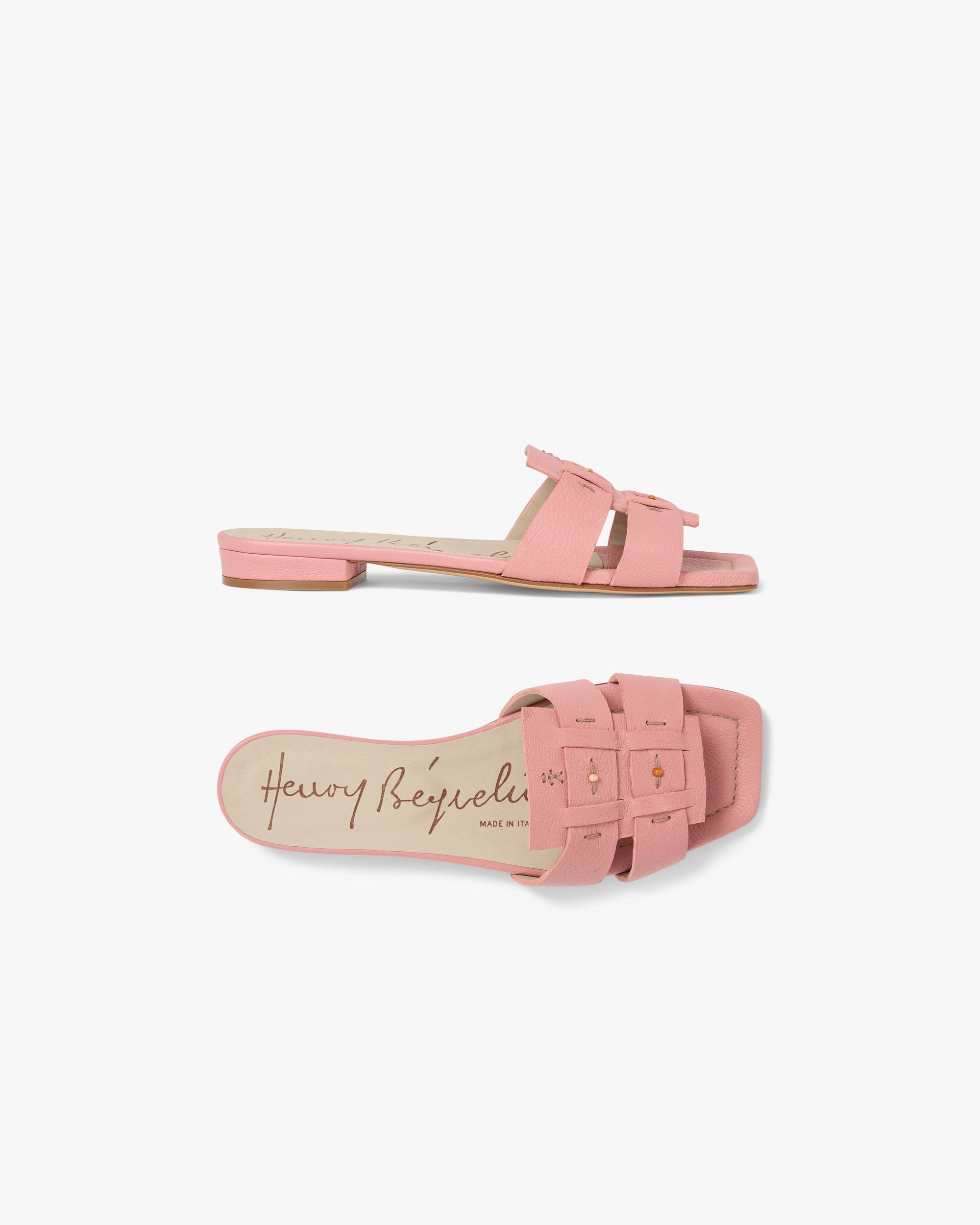 Flat Leather Slide Martellato