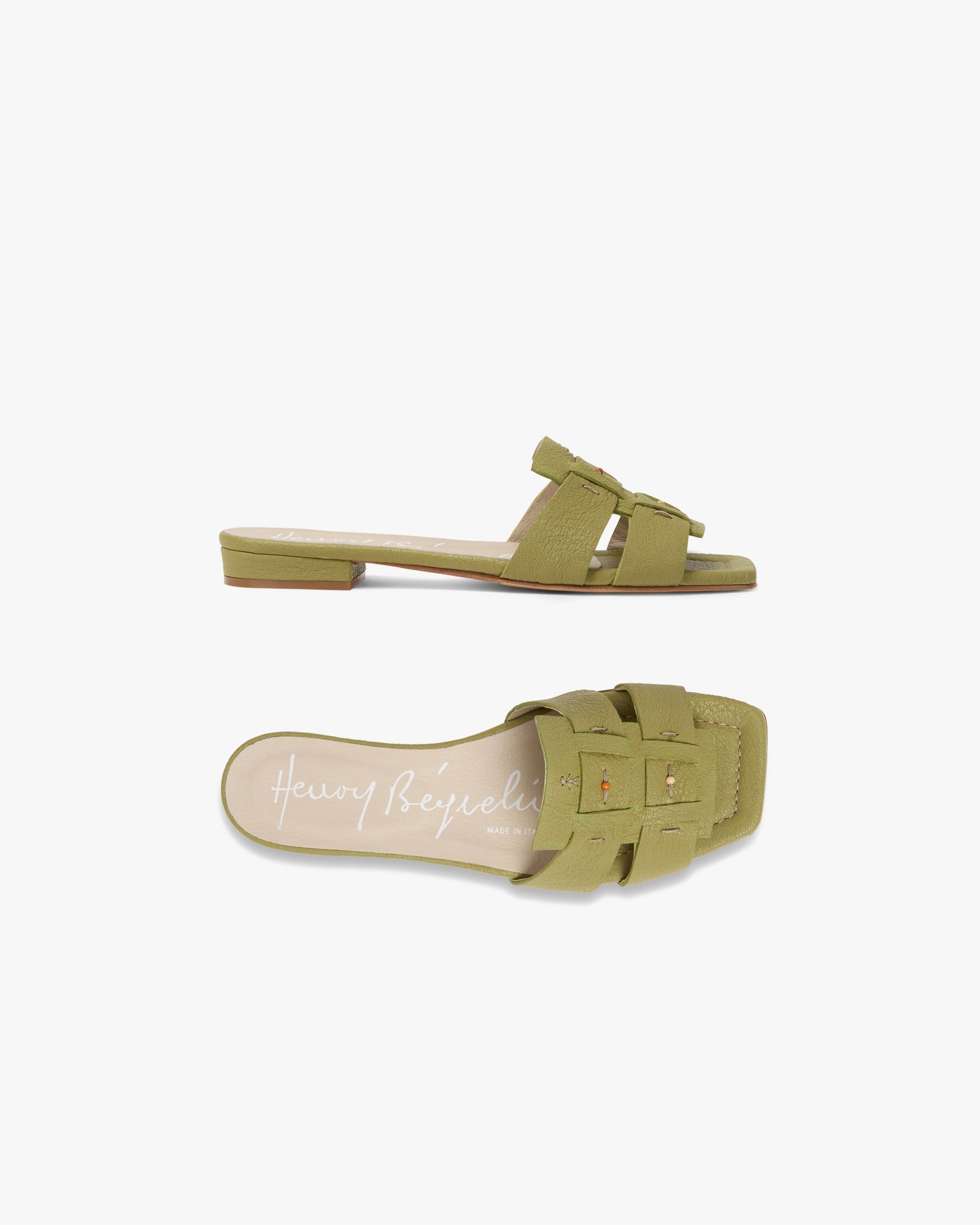 Flat Leather Slide Martellato