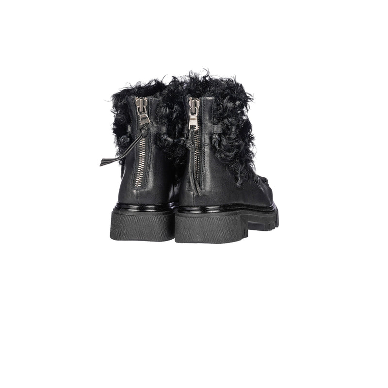 Fur Ankle Boot Old Iron Black