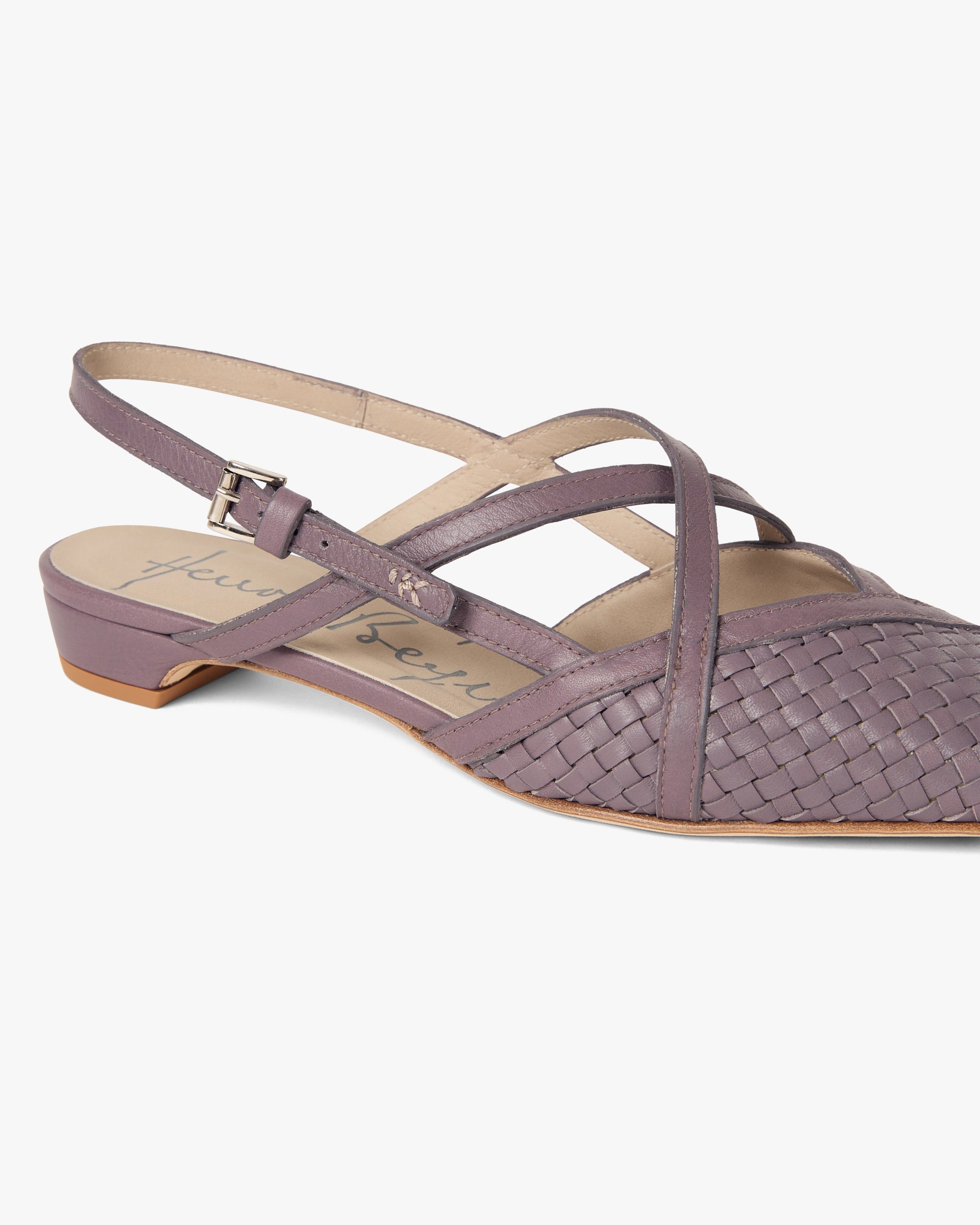 Woven Leather Slingback Flat