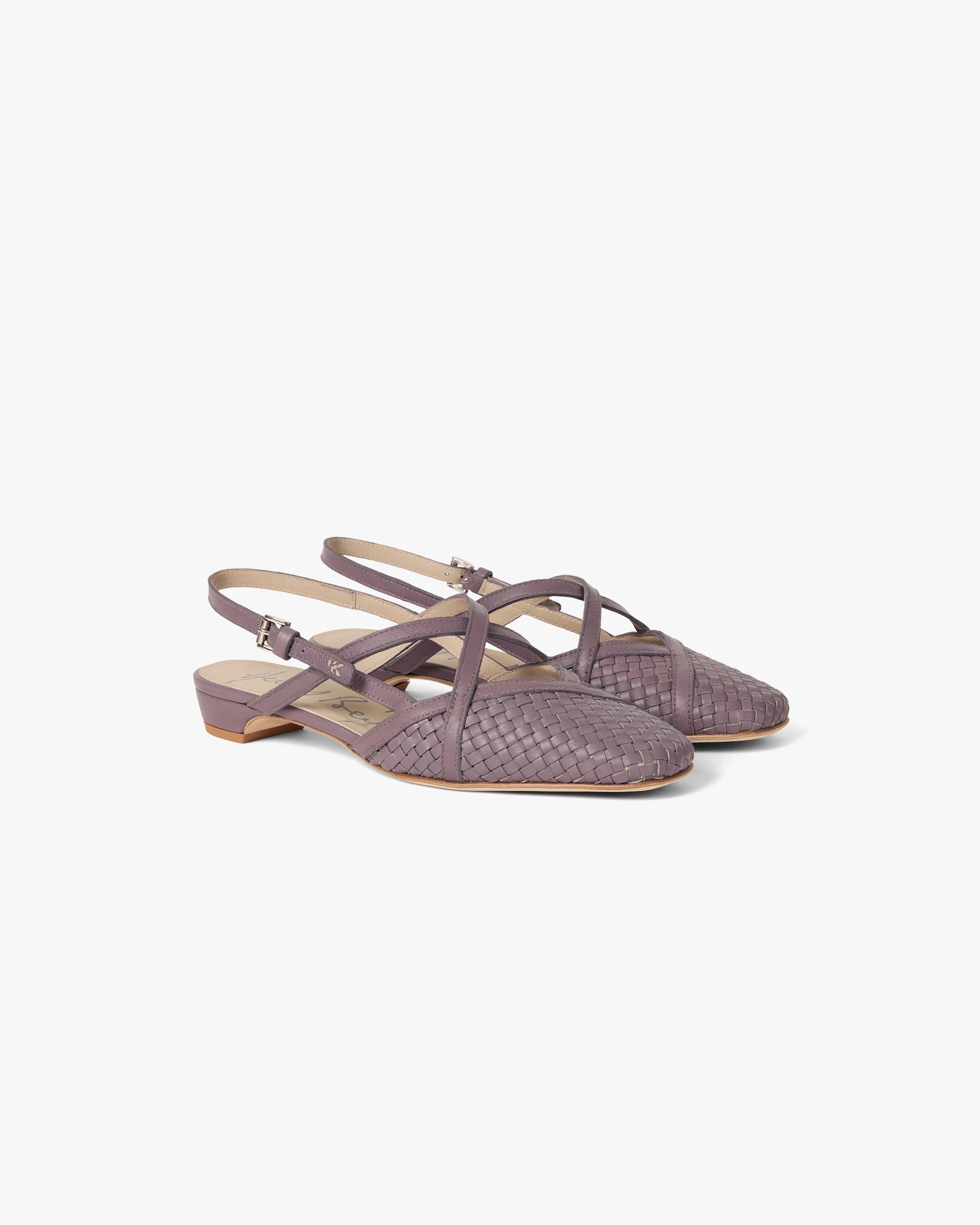 Woven Leather Slingback Flat