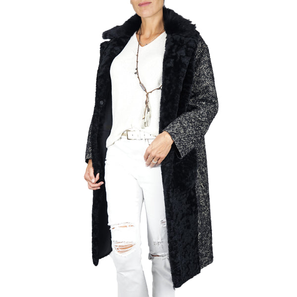 Shearling Oversize Coat with Wool
