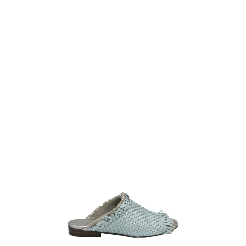 Open Toe Slipper Woven Pale Blue