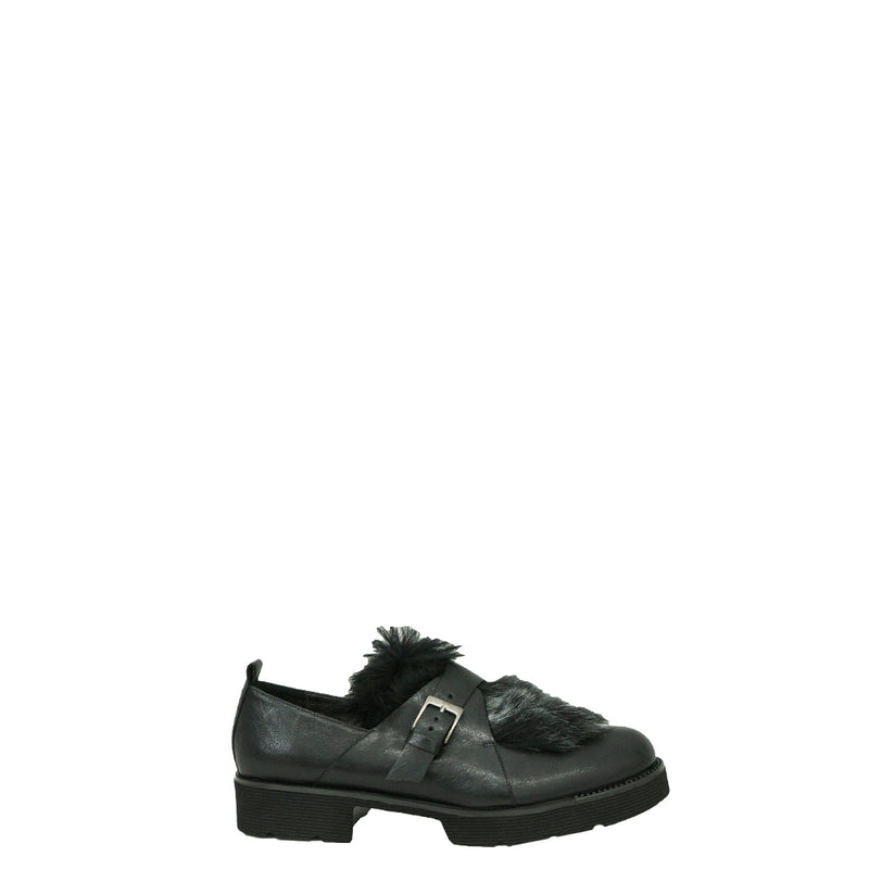 Scarpa Fibbia Fur Toscana/Cuoio Lux Black