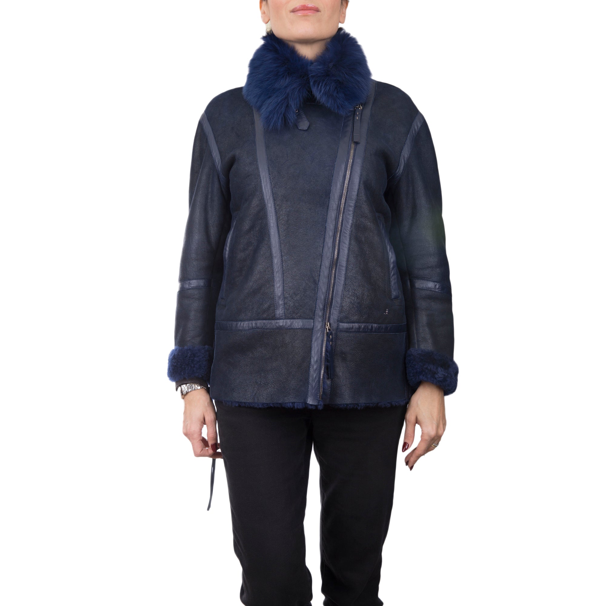 Giacca Intarsia in shearling Elettrico