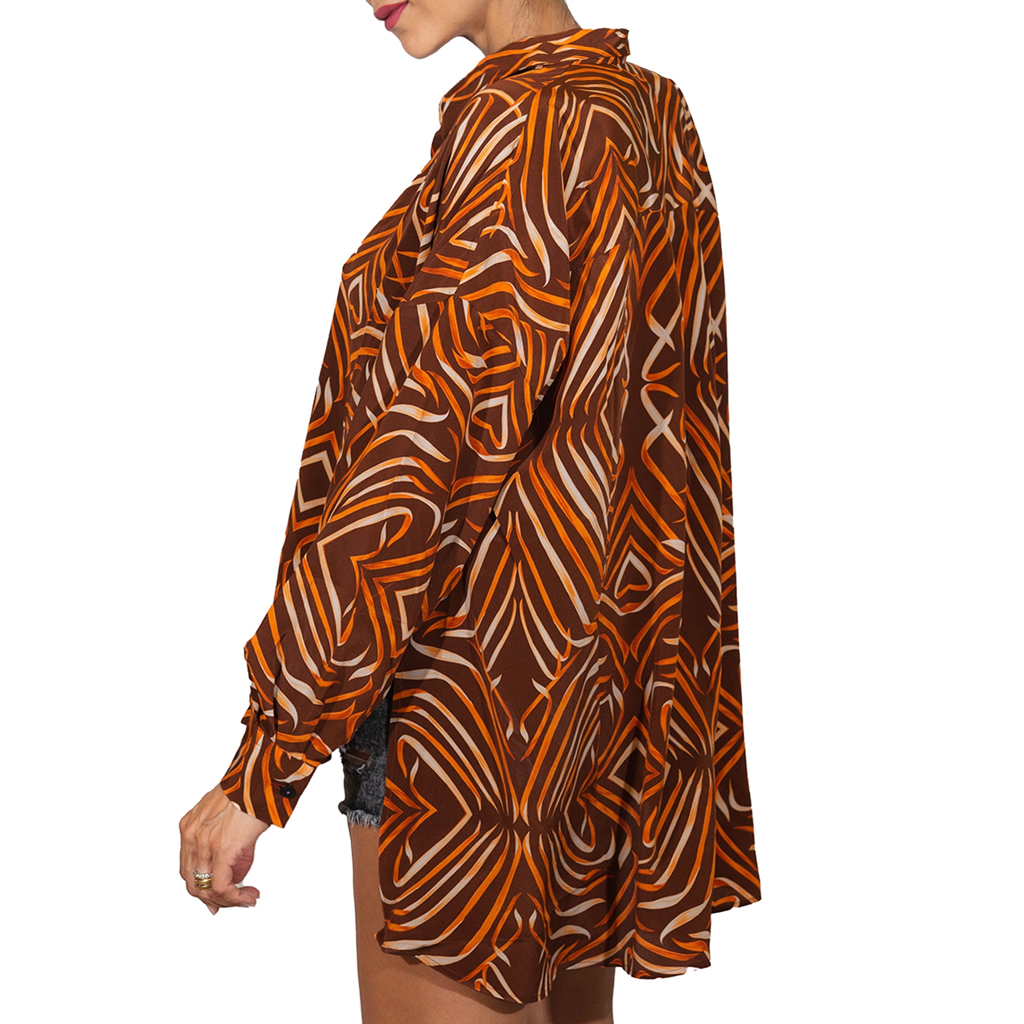 Printed Silk Shirt Brandy