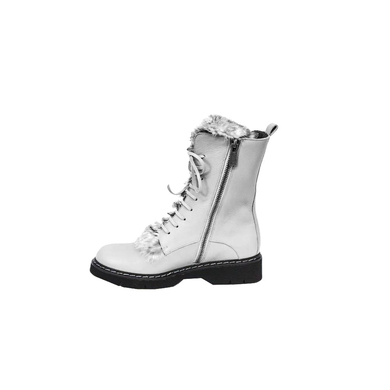 Combat Boot Fur Lapin/Cervo Chalk White