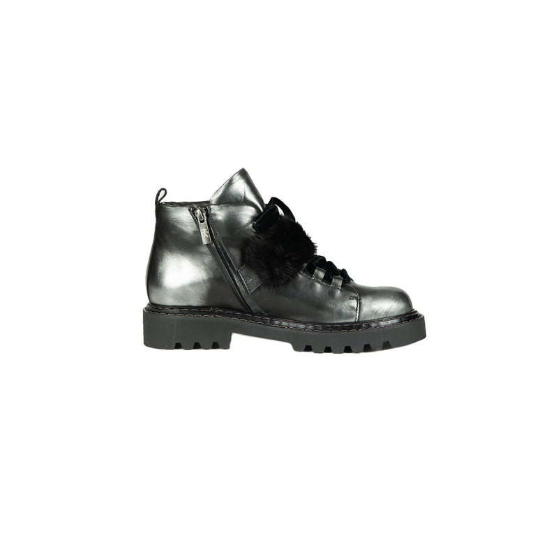 Ankle Boot Fur Metal Sport Silver