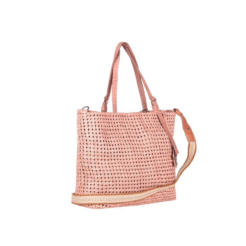Minerva Shopping M Intreccio Crochet Pinkish Tan