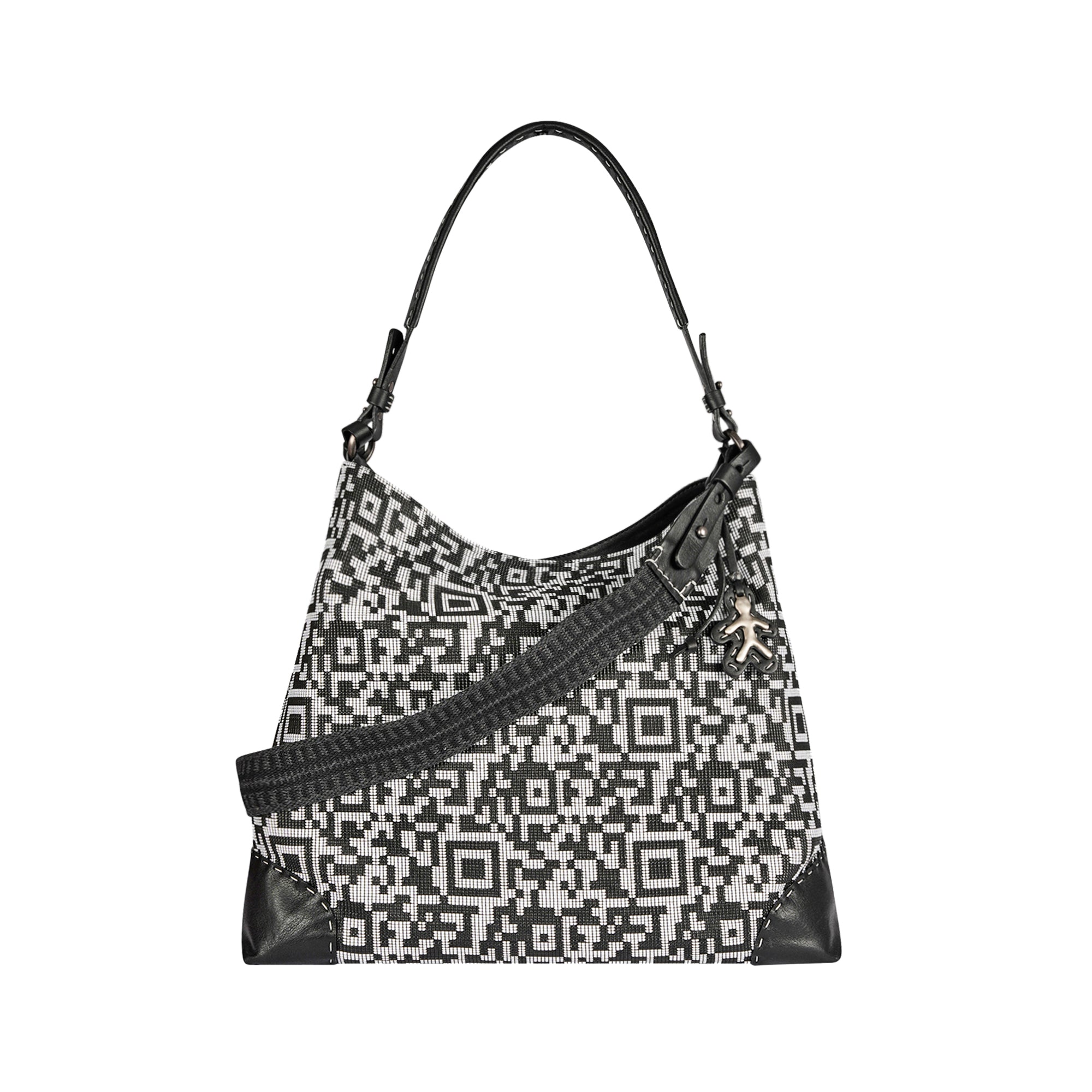 Minerva L Fabric Tessuto Geometrico White / Black