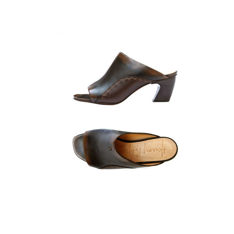 Mid-Heel Mules Spazzolato Brown – HENRY BEGUELIN