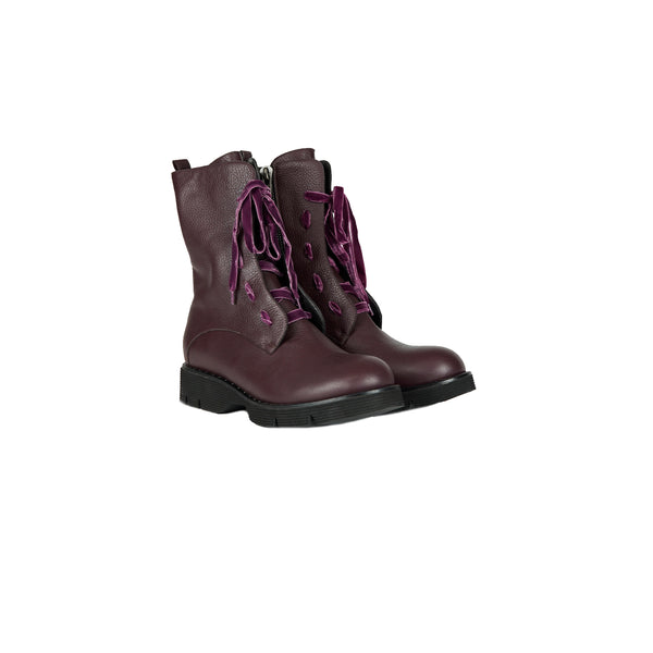 Womens burgundy combat on sale boots