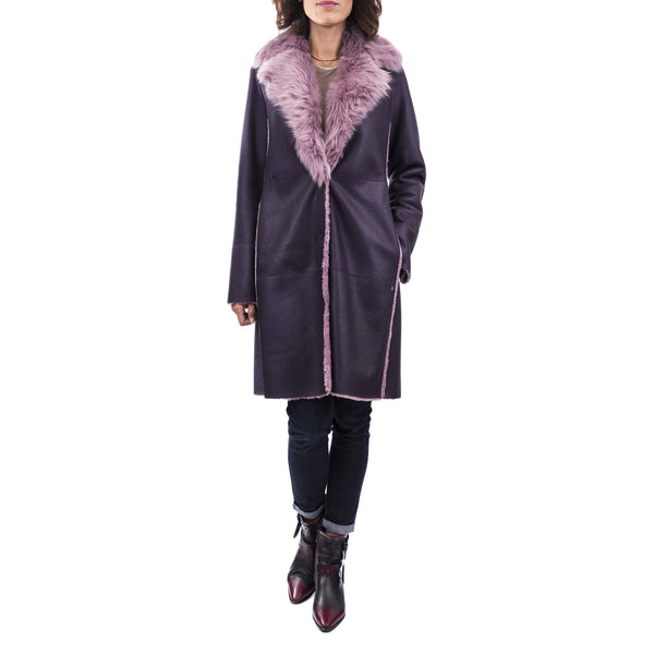 Cappotto reversibile con collo sciallato Merinillo Pacaja Cassis