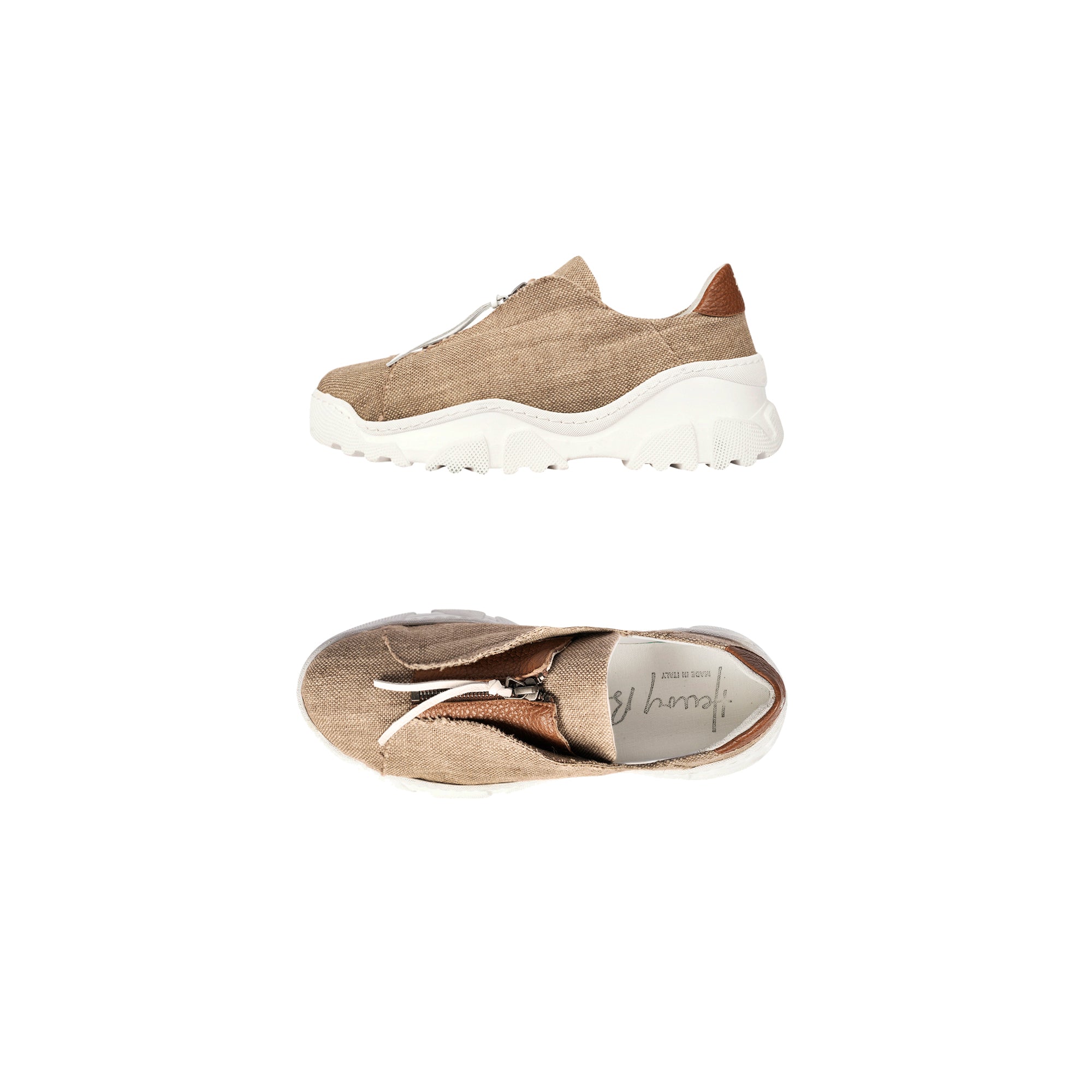 Sneaker Zip Solero Beige