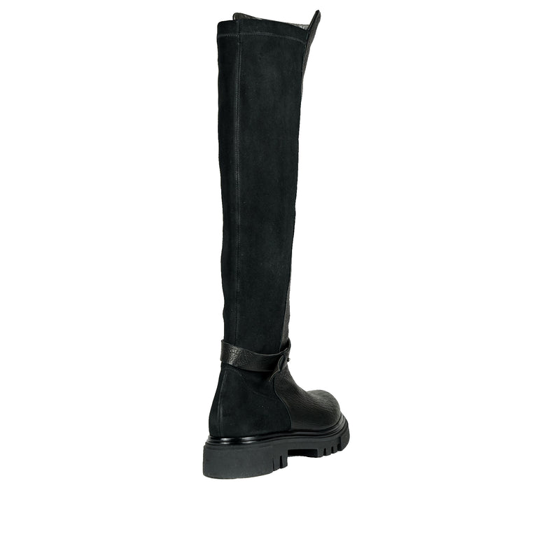 Knee Boot Granellato/Stretch Black