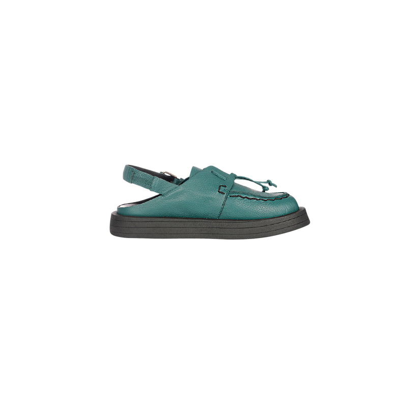 Open Back Moccasin Muflone Teal