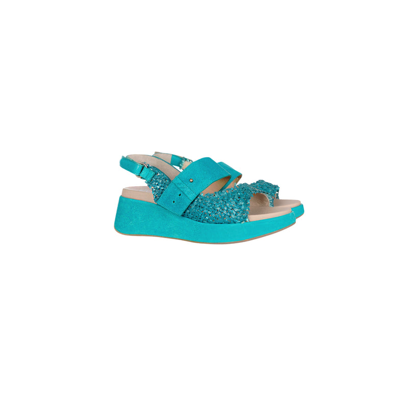 Wedge Sandal Intreccio Madreperla Turquoise