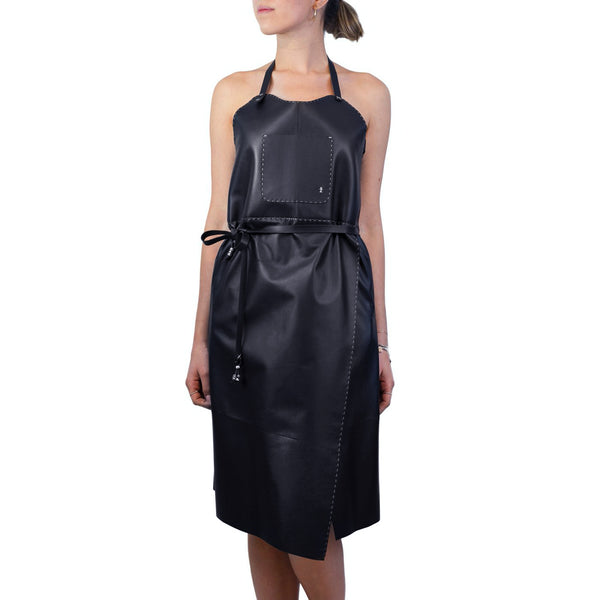 Leather Apron Dress Black